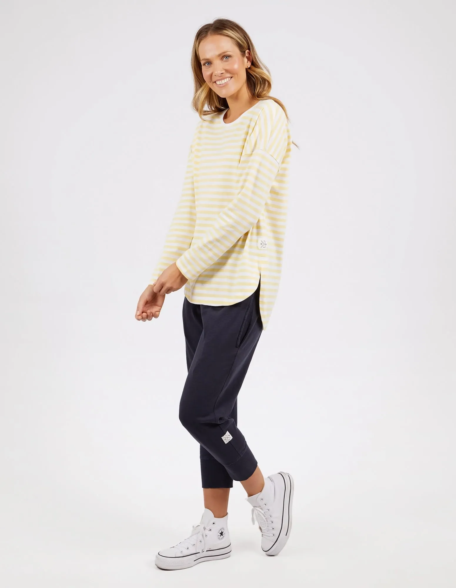 Lauren Long Sleeve Banana & White Stripe