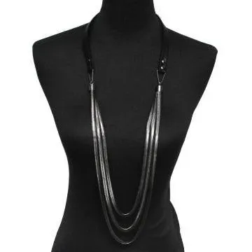 Leather and Gold Chain Multi Layered Necklace