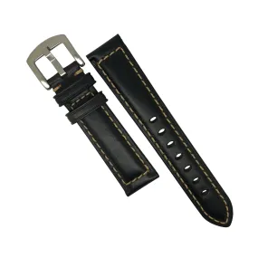 M2 Oil Waxed Leather Watch Strap in Black