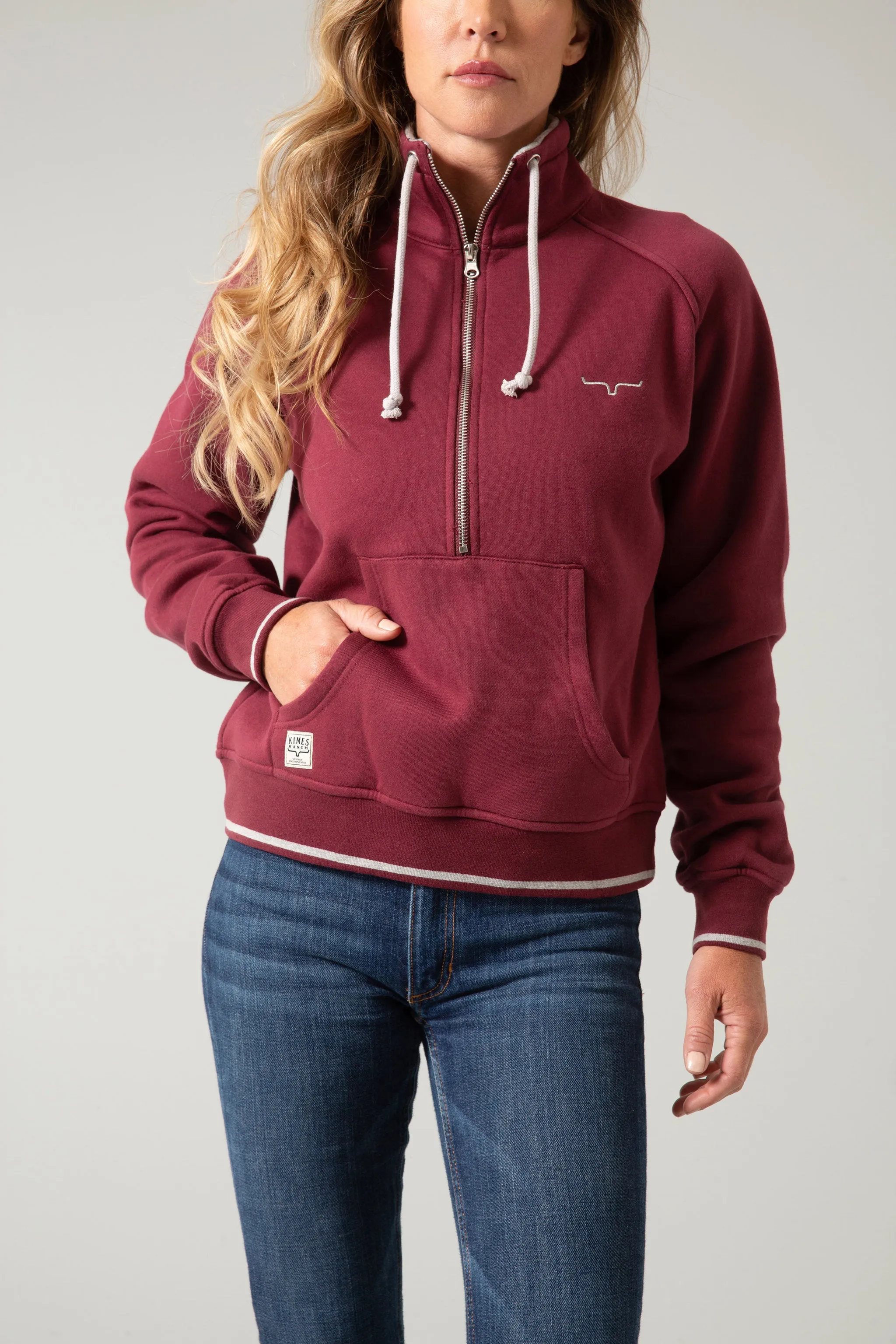 Malta Cropped Quarter Zip Sweatshirt