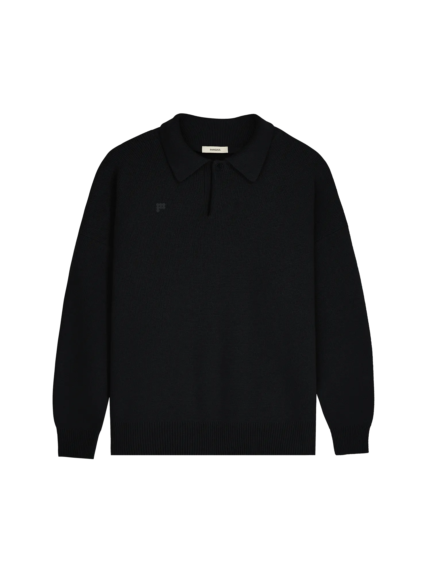 Mens Recycled Cashmere Polo Sweater—black