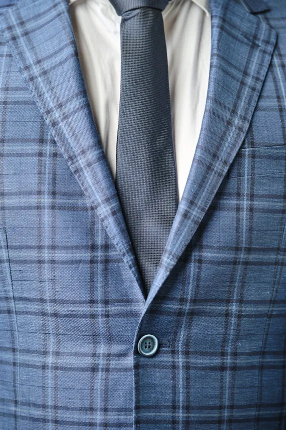 Modern Fit Blue Check Loro Piana Sport Jacket  B-SJ-LP-21P5