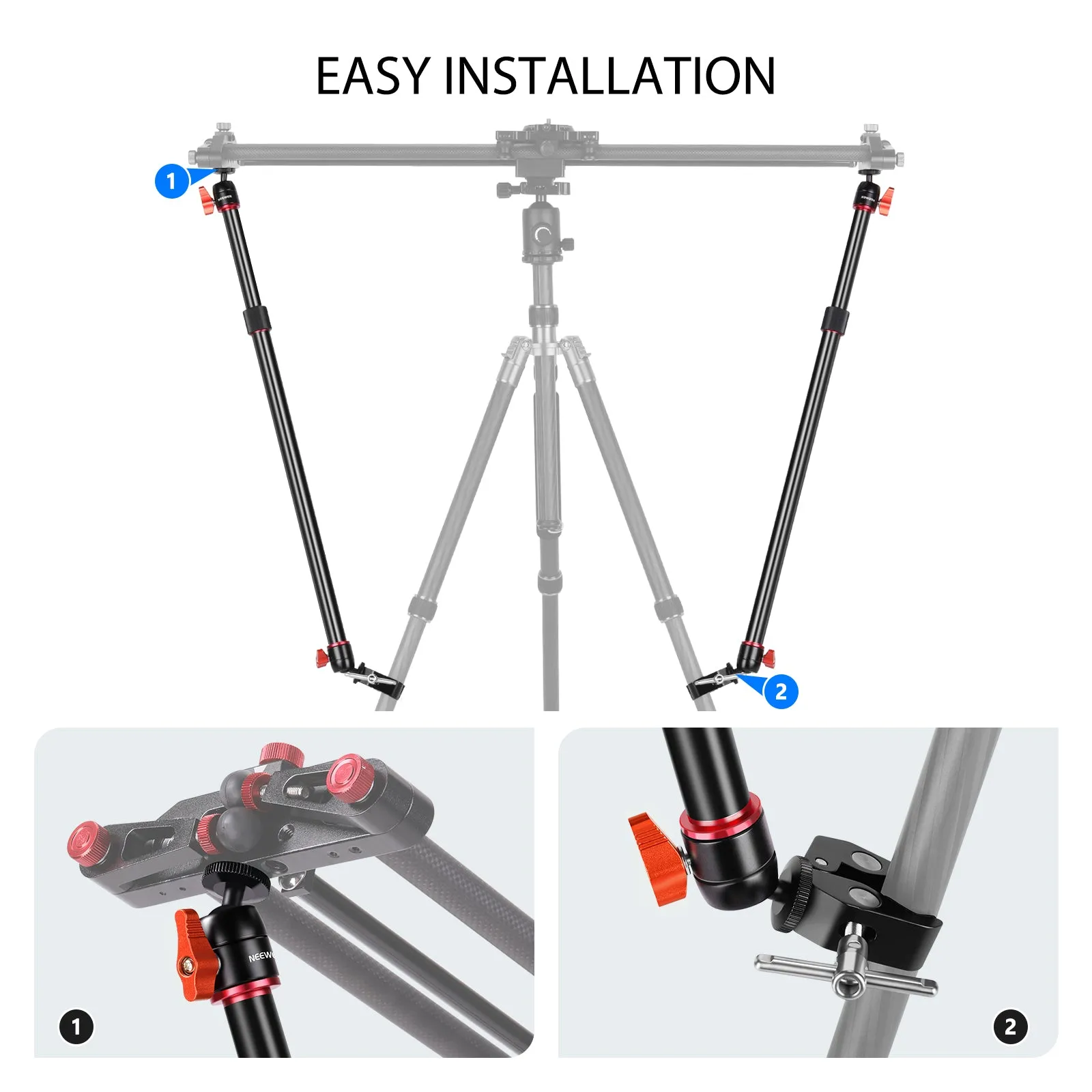 NEEWER 2-Pack Aluminum Alloy Camera Slider Support Arm