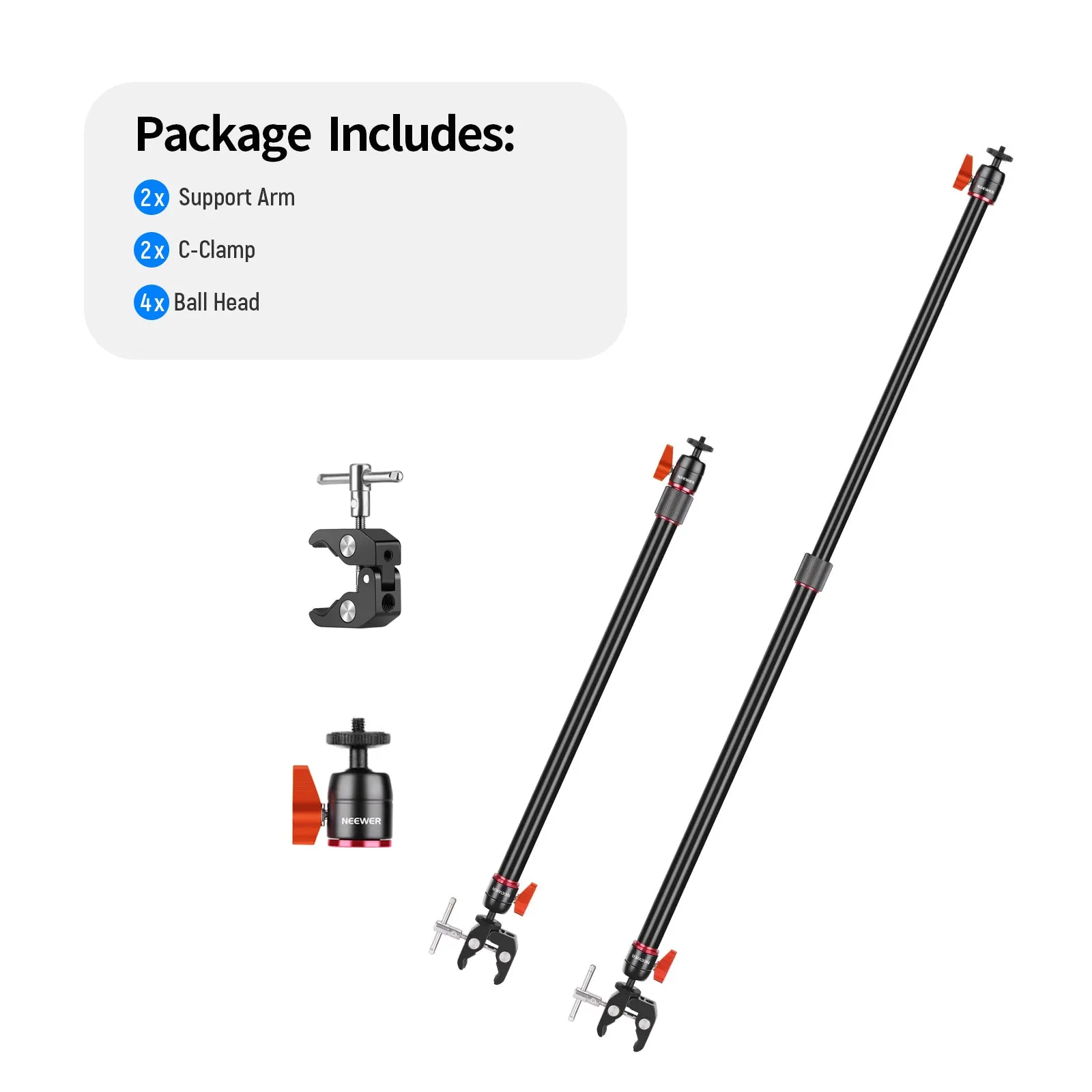 NEEWER 2-Pack Aluminum Alloy Camera Slider Support Arm