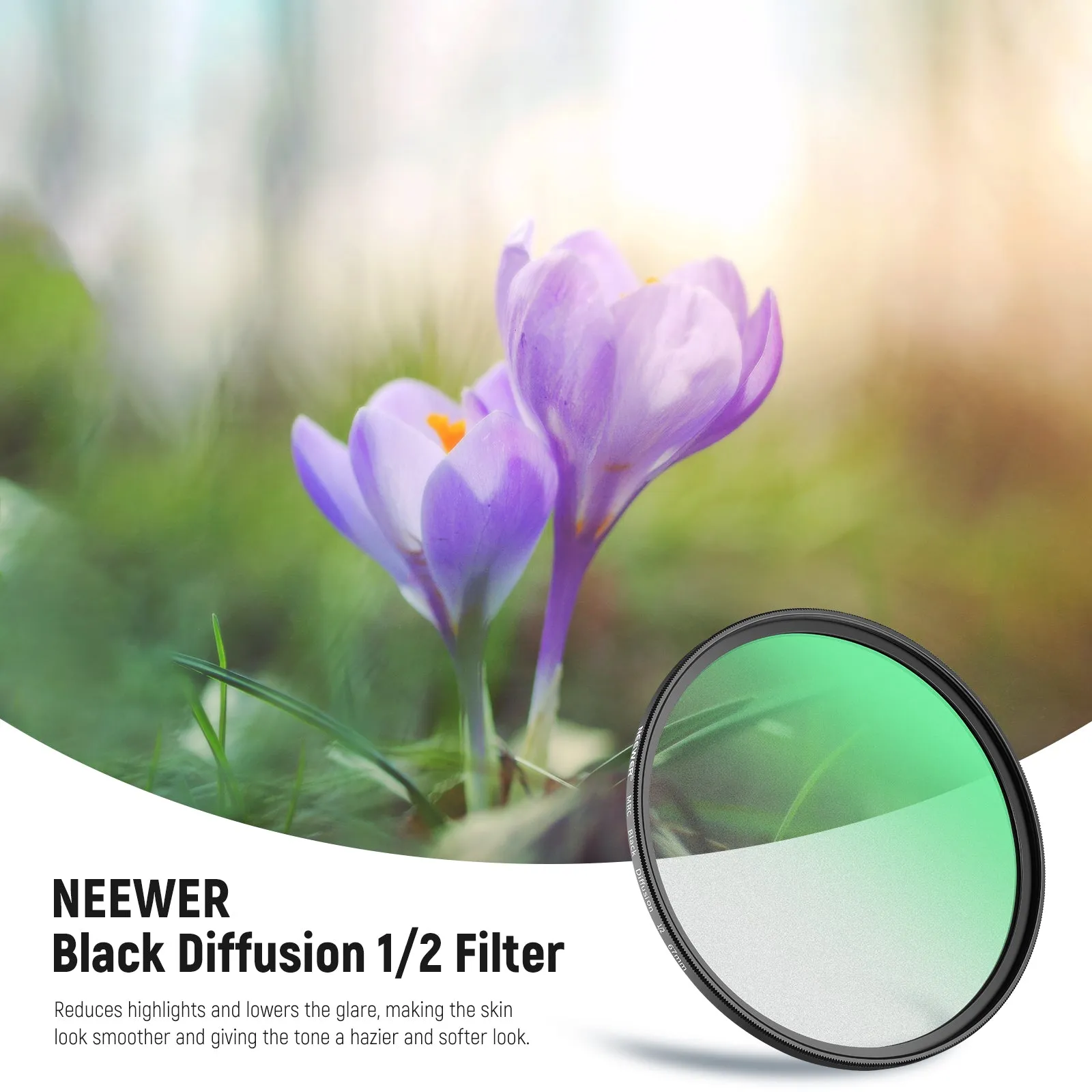 NEEWER Black Diffusion 1/2 Cinematic Effect Filter