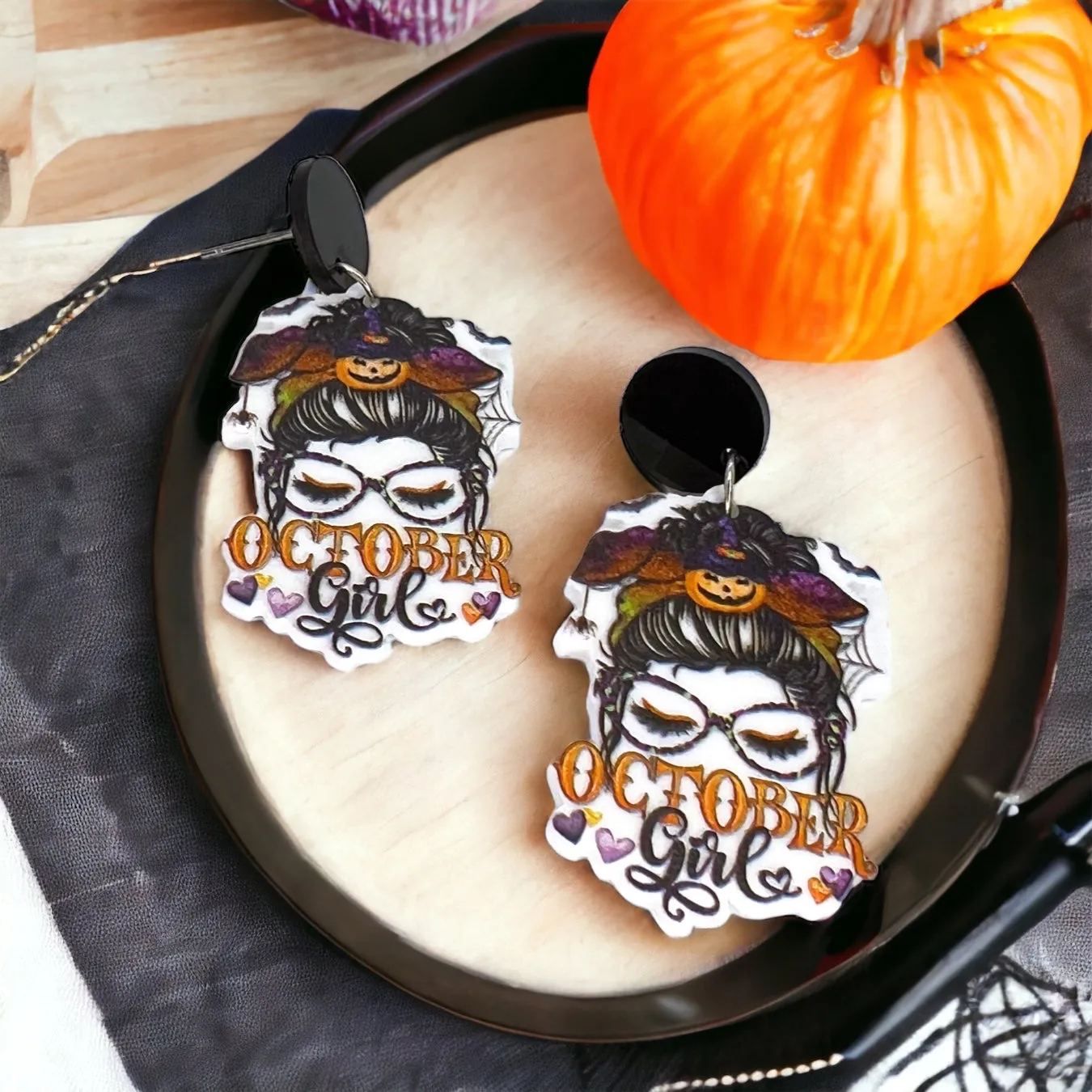 October Girl Earrings - Halloween Earrings, Halloween Accessories , Spooky Earrings, Halloween Costume, Halloween Teacher