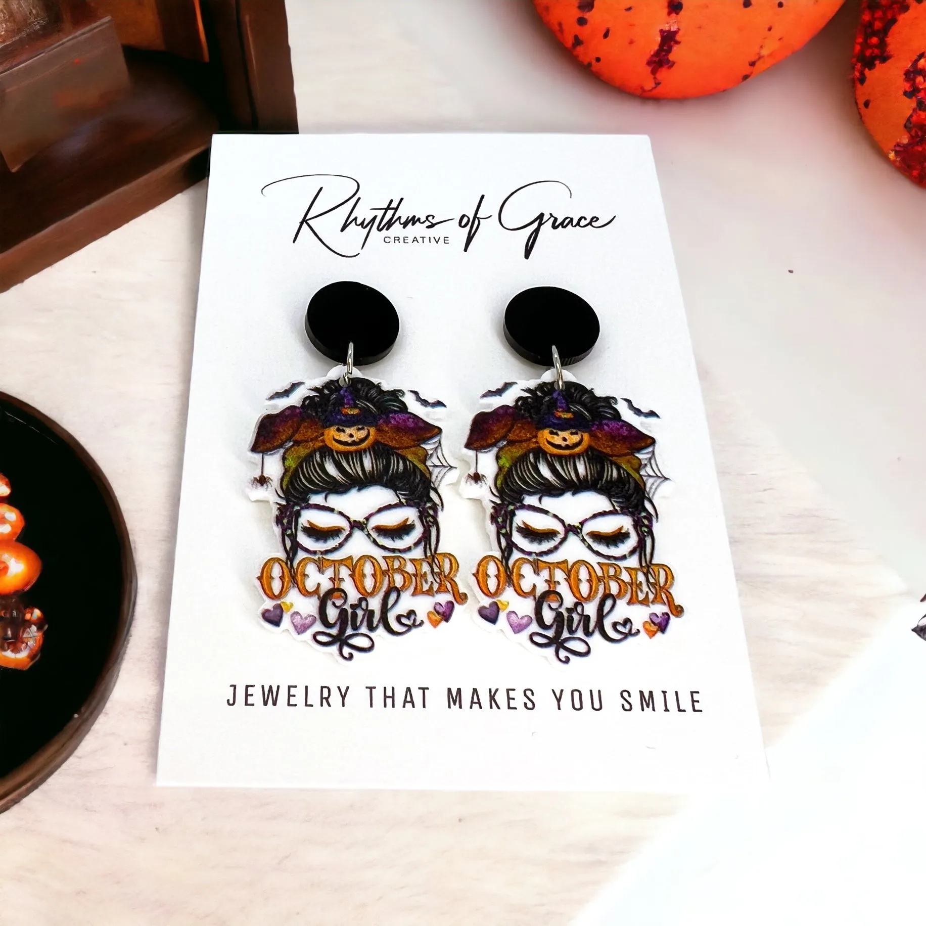 October Girl Earrings - Halloween Earrings, Halloween Accessories , Spooky Earrings, Halloween Costume, Halloween Teacher