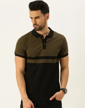 Olive Polo Colorblock Polo T-shirt