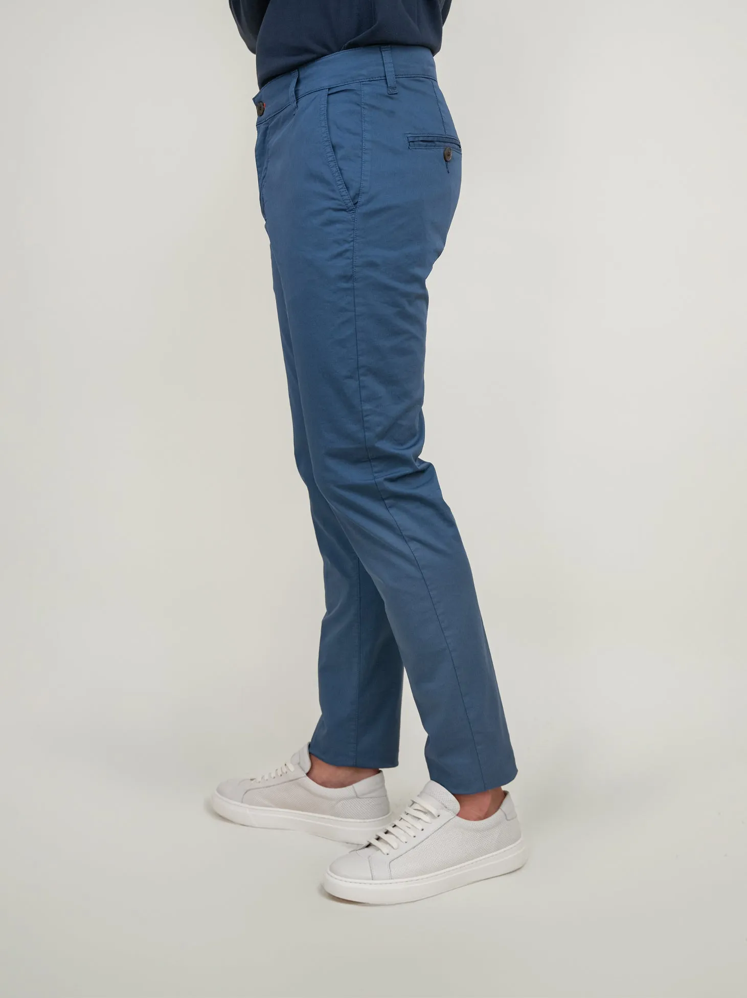 PANTALONE IN MISTO LINO E COTONE COLOR LAVAGNA