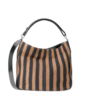 Perry Raffia Bag (Black/Tan Seashore Stripe)