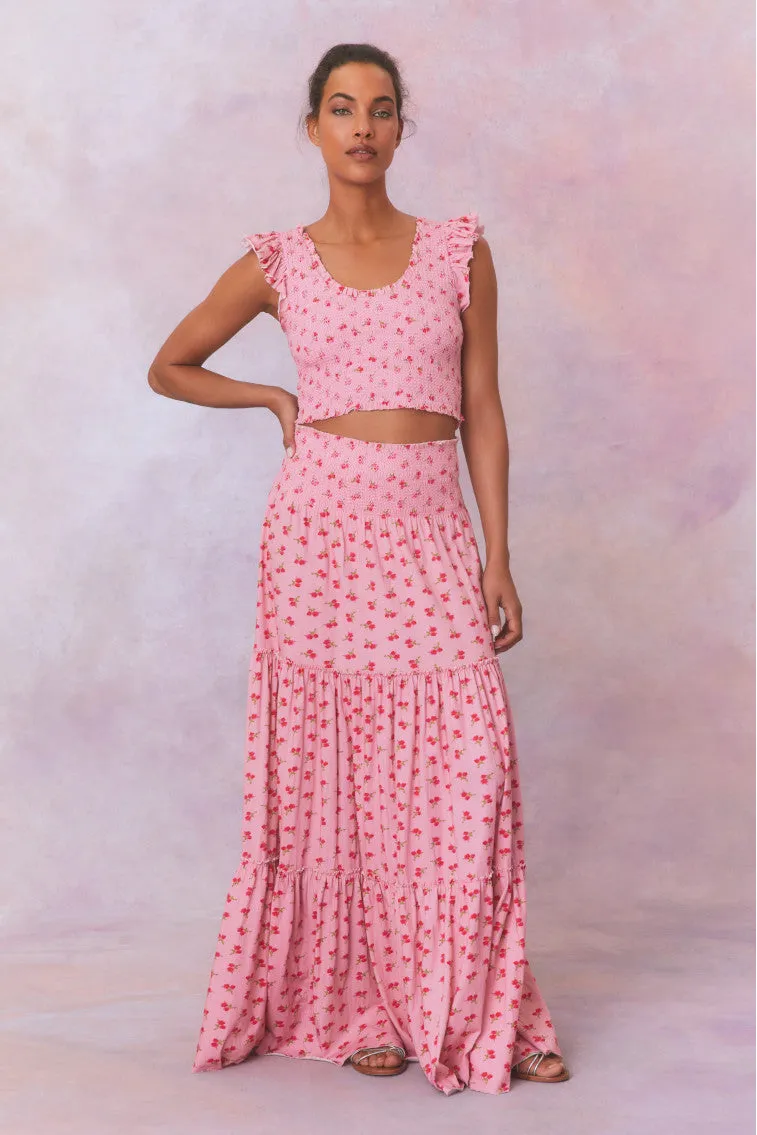 Phia Floral Printed Smocked Maxi Skirt