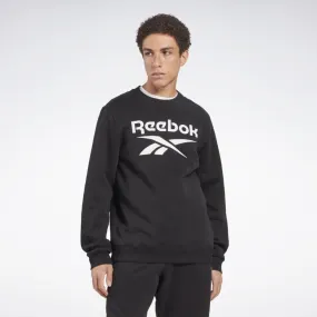 Reebok Apparel Men Reebok Identity Fleece Stacked Logo Crew Sweatshirt BLACK