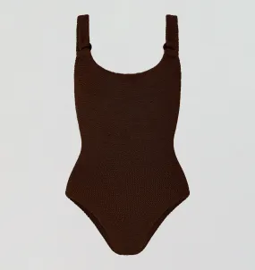 Ring detail one piece swimsuit [Chocolate Crinkle]