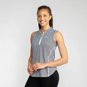 Royal Houndstooth Sleeveless Zip | The Royal Houndstooth - Black/White