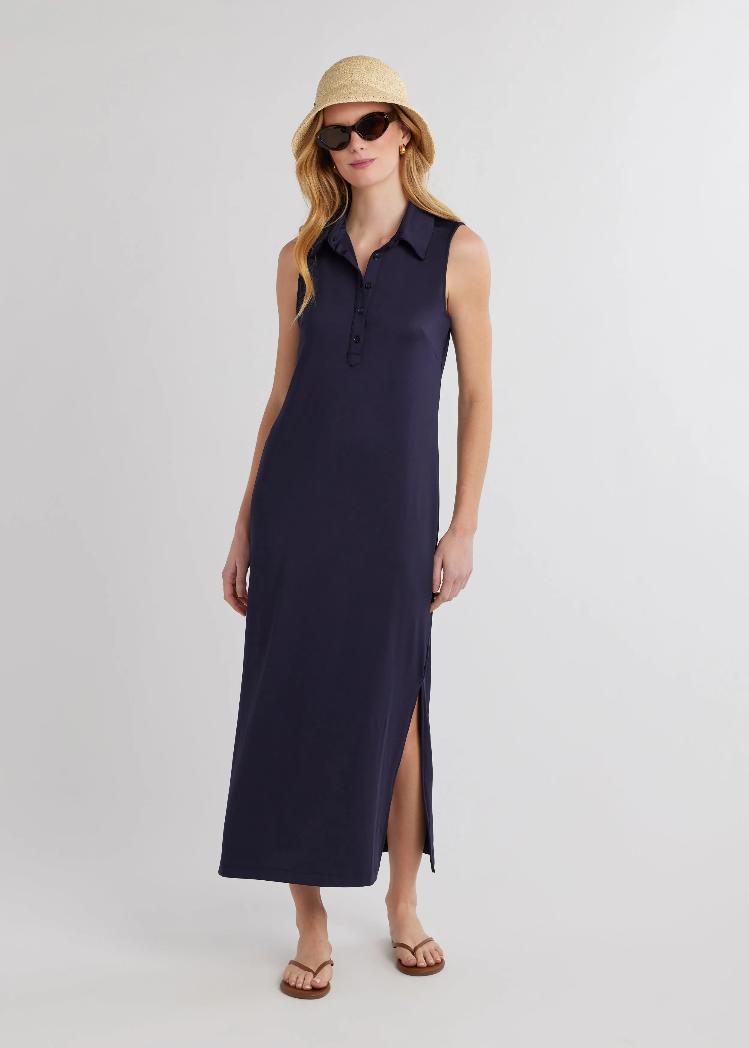 Savannah Maxi Dress in Luxe Stretch (Navy)