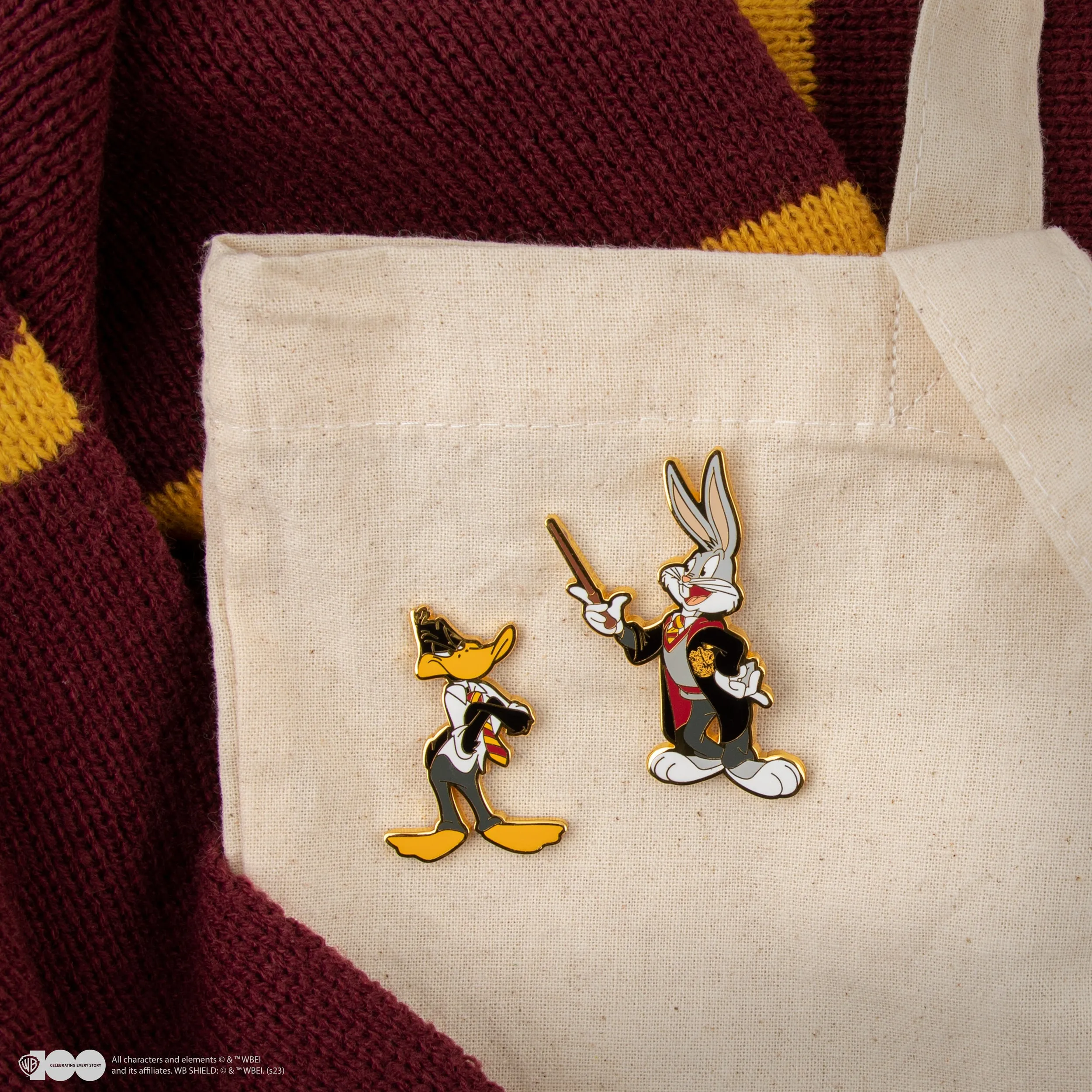 *Set of 2 Bugs Bunny & Daffy Duck at Hogwarts Pin Badges