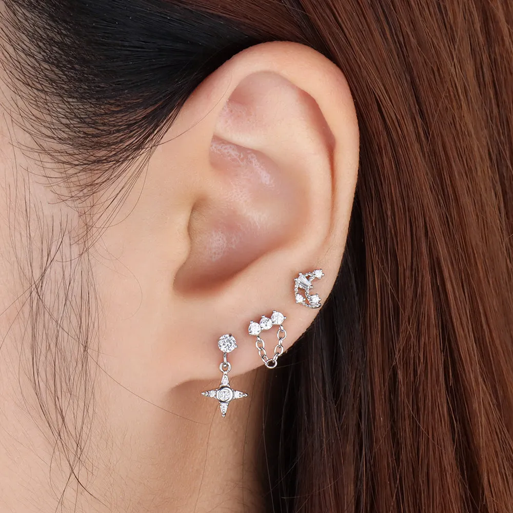 Sparkling Gem Chain Stud