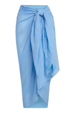 St. Tropez Sarong - Ibiza Blue Crinkle Linen