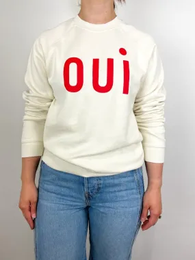 Sweatshirt in Cream w/Bright Poppy Oui