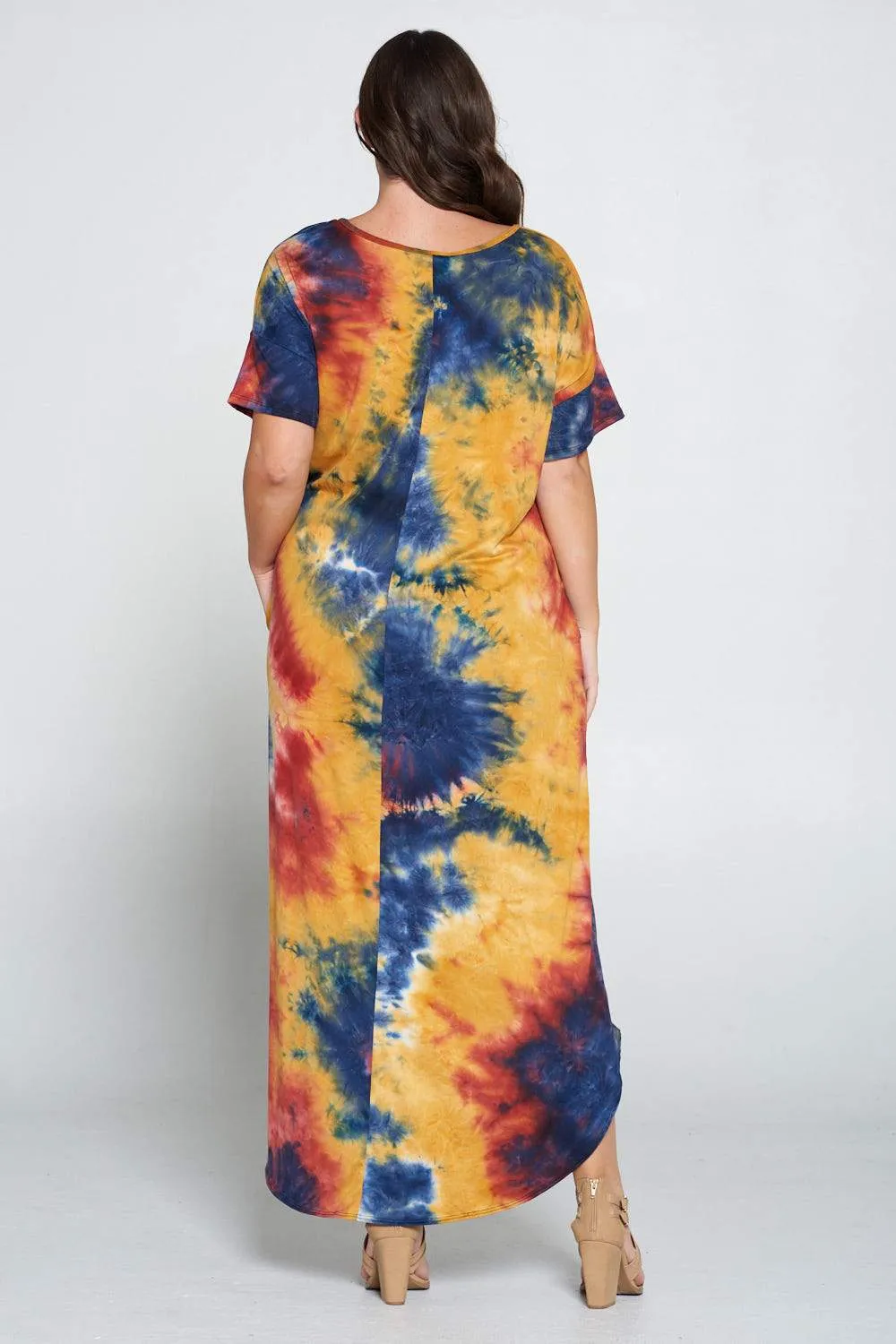 Tie Dye Short Sleeve Maxi Dress