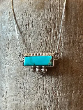 Turquoise Ball Bar Sterling Silver Necklace