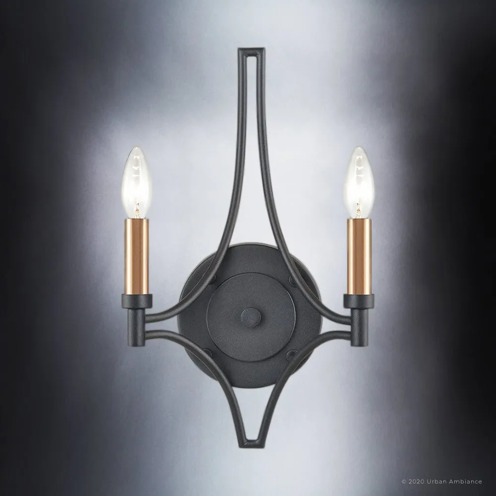 UEX2072 Mediterranean Wall Sconce 16''H x 10''W, Charcoal & Satin Brass and Nickel Finish, Vineland Collection