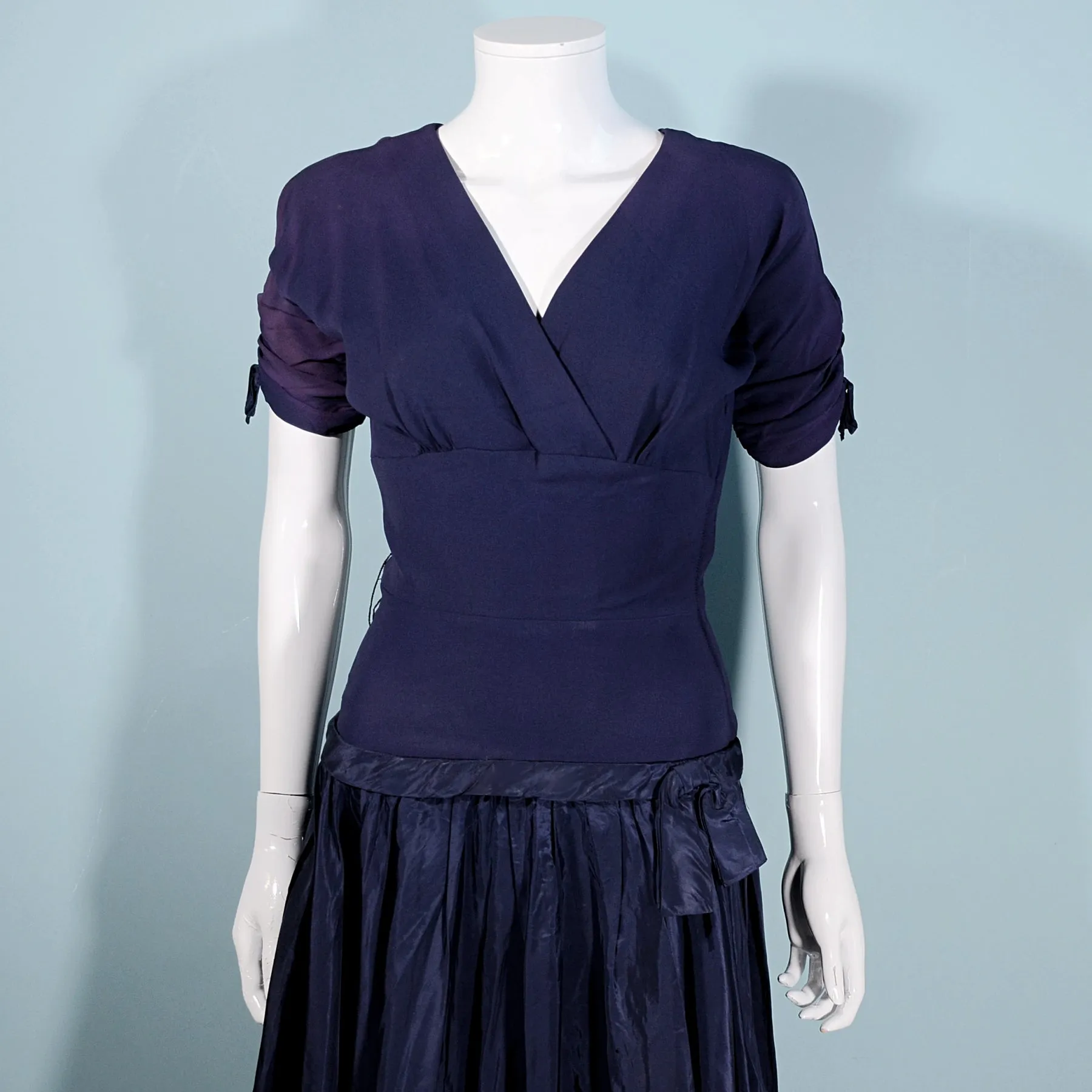 Vintage 1940s Navy Blue Dropped Waist Harco Originals, XS/S Costume or Study