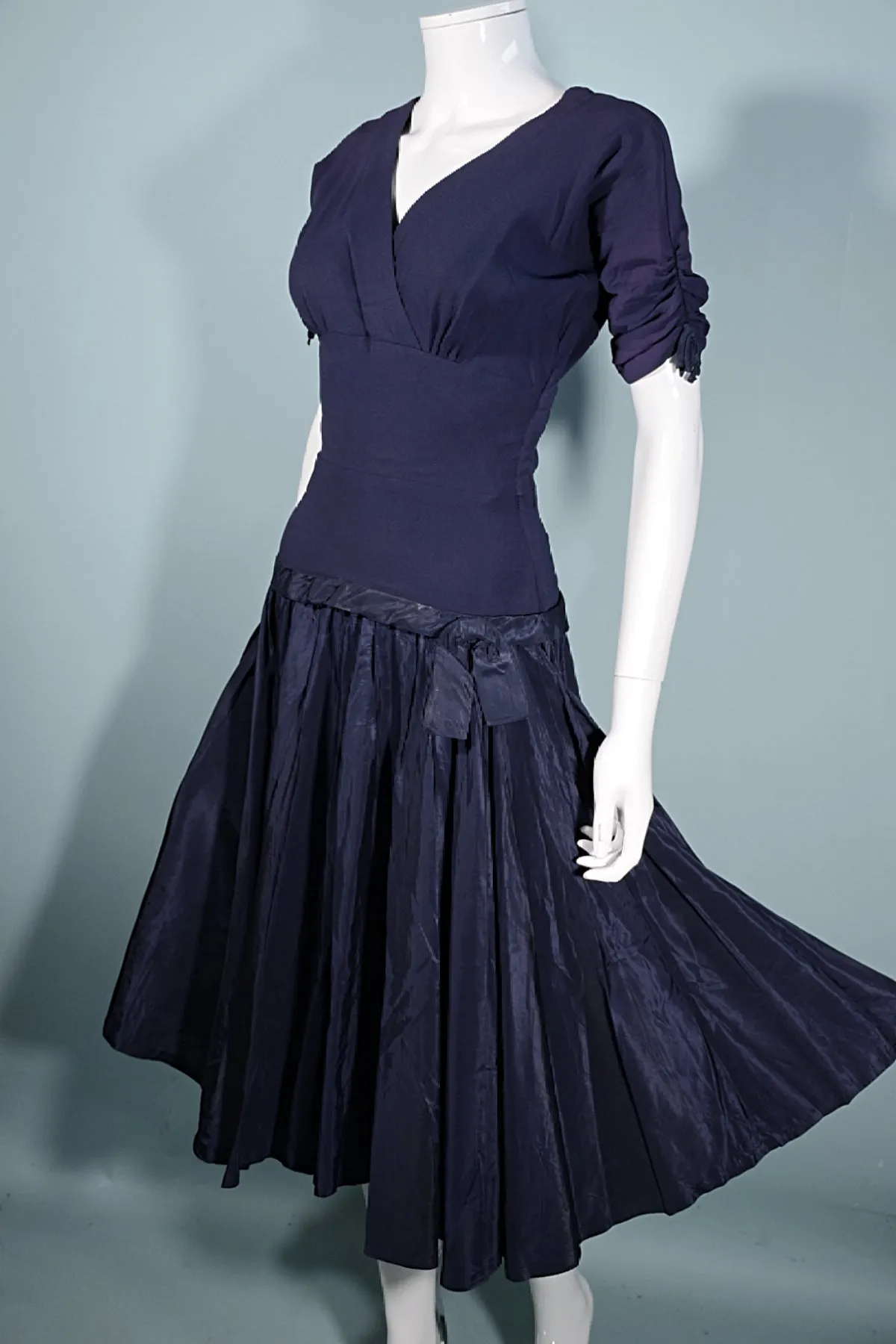 Vintage 1940s Navy Blue Dropped Waist Harco Originals, XS/S Costume or Study