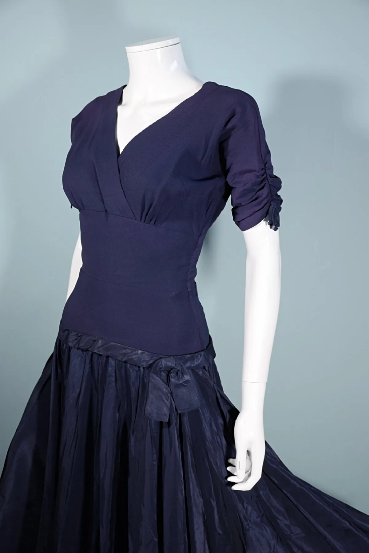 Vintage 1940s Navy Blue Dropped Waist Harco Originals, XS/S Costume or Study