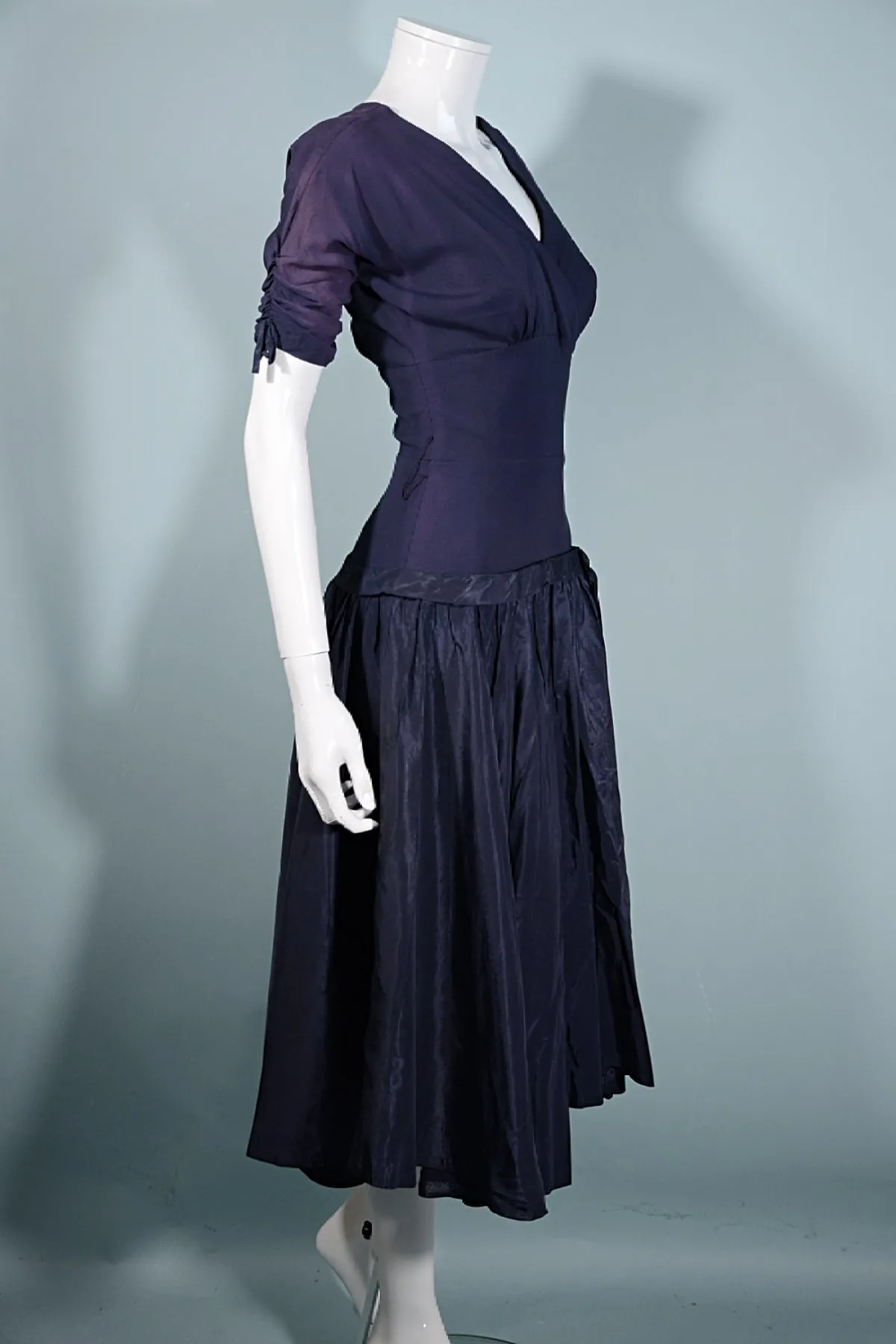 Vintage 1940s Navy Blue Dropped Waist Harco Originals, XS/S Costume or Study